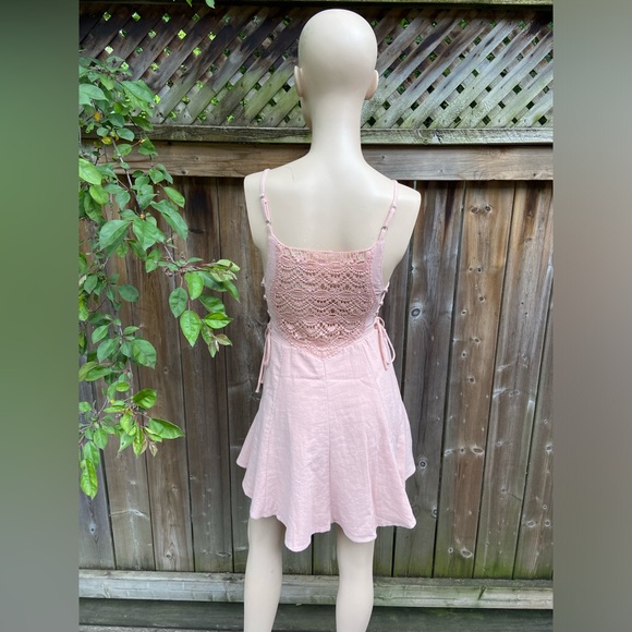Light Pink Intricate Lace Crochet Mini Dress - Picture 12 of 16
